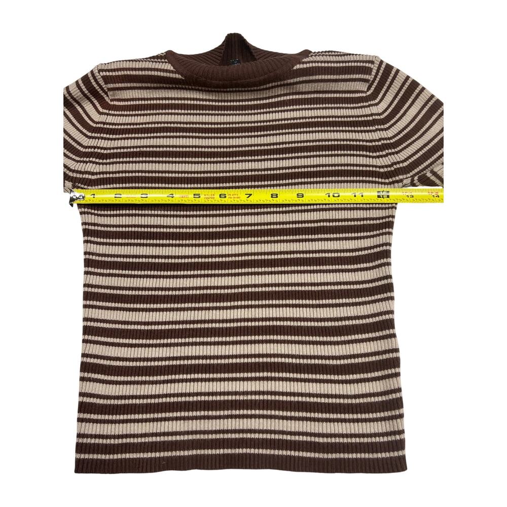 The Slope Ribbed Mock Neck Sweater Brown & Tan Striped | Size Small | EUC - Picture 6 of 8